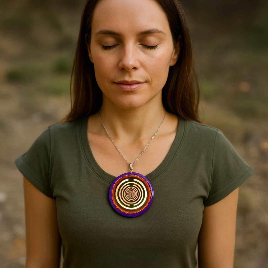 Orgonite Pendant with High Vibrational Moldavite and Lakhovsky MWO