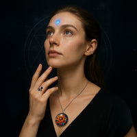 Thumbnail for Dark Magic Protector Pendant Kalachakra 14k Gold Protective Crystals