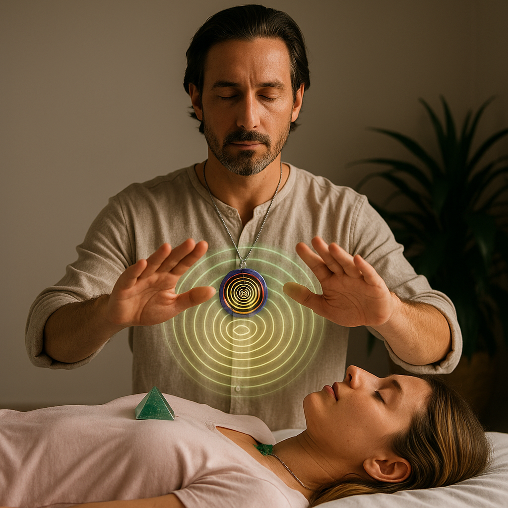 Orgonite Pendant with High Vibrational Moldavite and Lakhovsky MWO