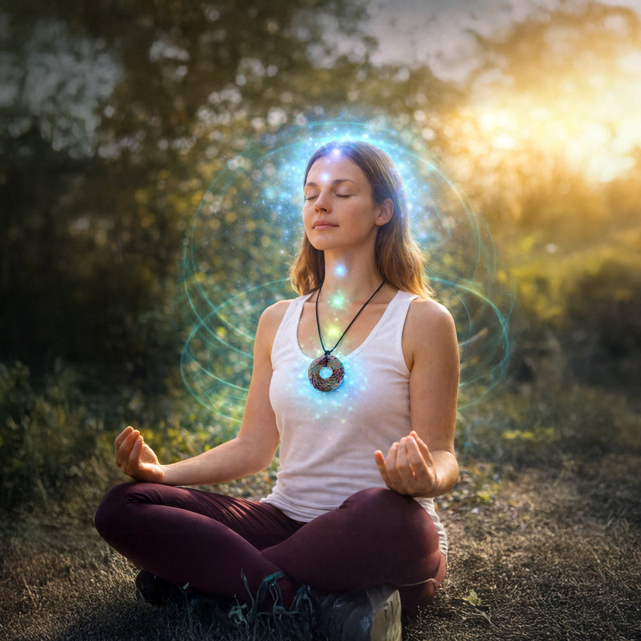 iTorus Crystal Pendant | Rodin Coil 369 Necklace with Lapis Lazuli, Turquoise & Amethyst | Energy Healing Jewelry | Sacred Geometry Toroidal Pendant