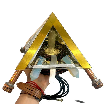 Copper Pyramid with Quantum Vortex PEMF | NEXUS CORE 3-System | 624m Rodin Coil | Rife Frequencies 1Hz–150kHz | Strobe Light Therapy | Frequency Lab AI Included | Giza 51° Sacred Geometry | Selenite | Collapsible | Handmade — Metayantra